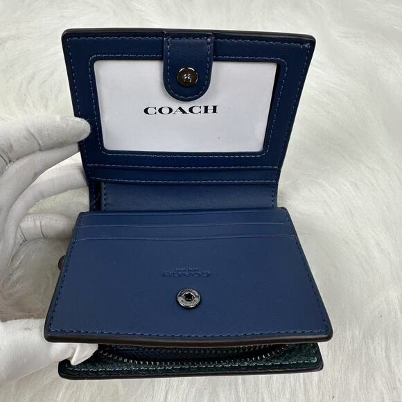 Coach Snap Wallet in Leather/Gunmetal/Dark Teal C2862 NWT - Picture 4 of 5